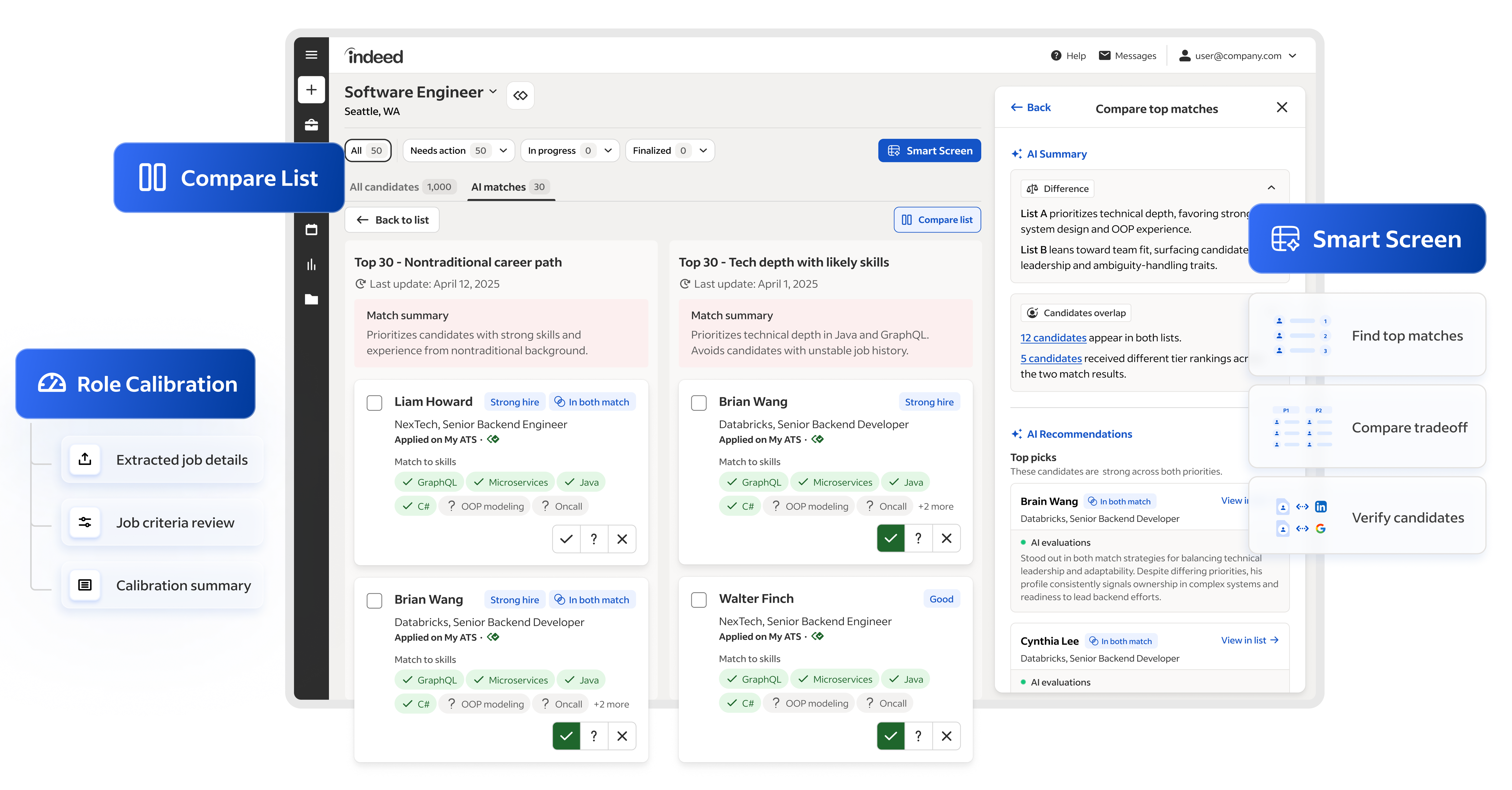 Indeed AI-Assisted Hiring Interface